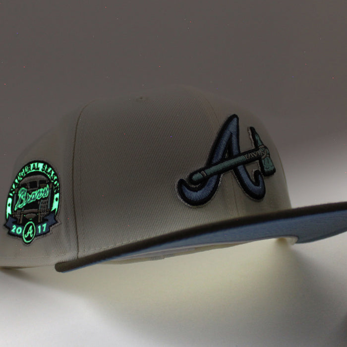 Atlanta Braves Inaugural Season 2017 New Era 59Fifty Fitted Hat (Chrome White Walnut Sky Blue Under Brim)