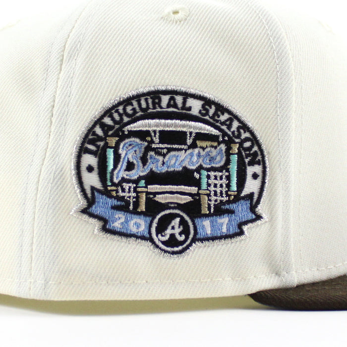 Atlanta Braves Inaugural Season 2017 New Era 59Fifty Fitted Hat (Chrome White Walnut Sky Blue Under Brim)