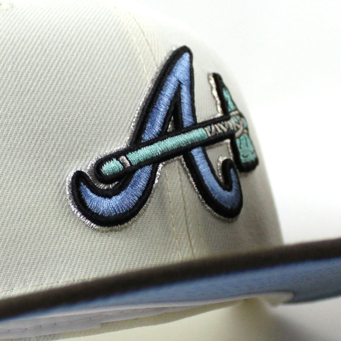 Atlanta Braves Inaugural Season 2017 New Era 59Fifty Fitted Hat (Chrome White Walnut Sky Blue Under Brim)