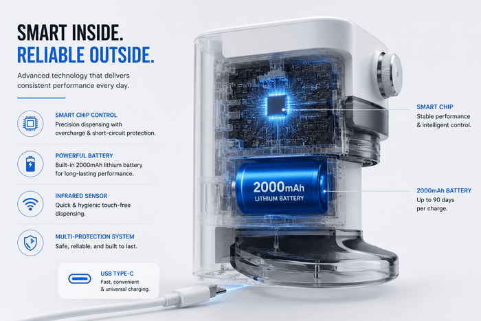LaserGlow automatic toothpaste dispenser smart chip and touch-free dispensing technology
