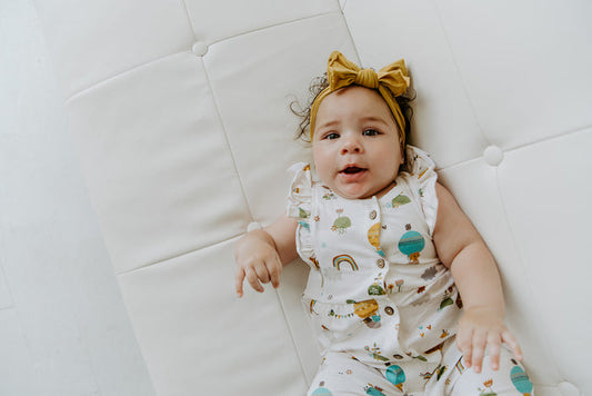 Balloon Ruffle & Button Jumpsuit Baby Romper (Organic Cotton)