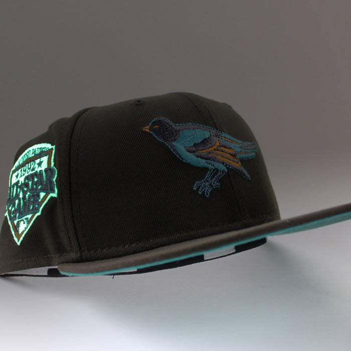 Baltimore Orioles 1992 All-Star Game 59Fifty New Era Fitted Hat (GITD Walnut Teal Under Brim)