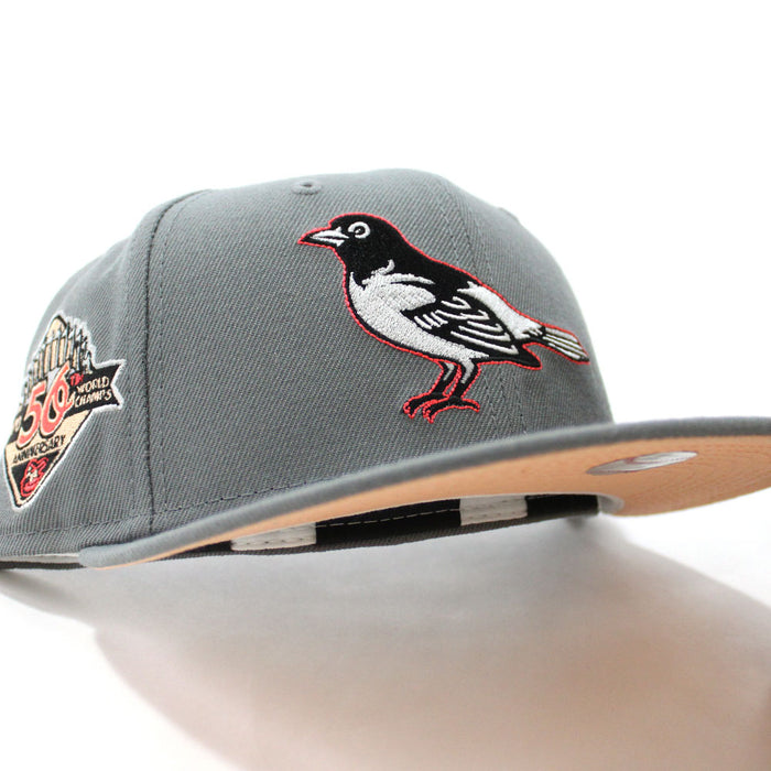 Baltimore Orioles 50th Anniversary 59Fifty New Era Fitted Hat (Dark Grey Peach Under Brim)