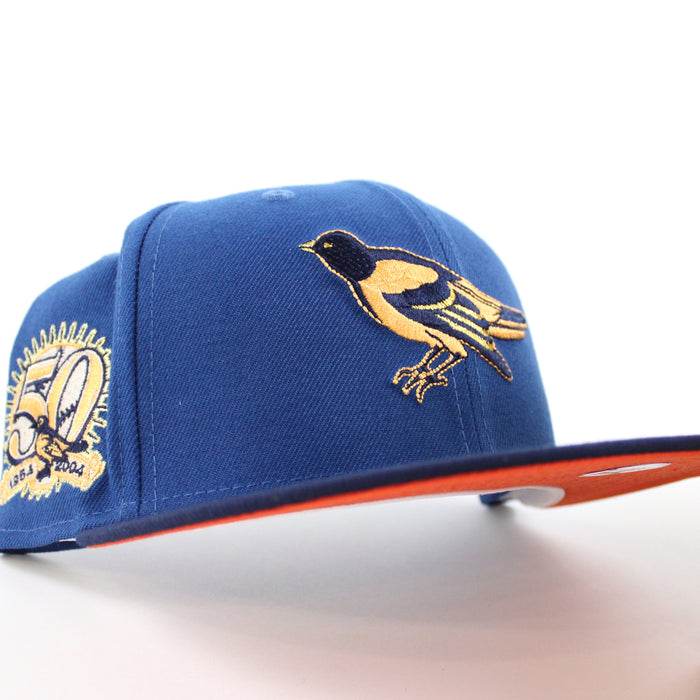 Baltimore Orioles 50th Anniversary 59Fifty New Era Fitted Hat (Light Blue Navy Orange Under Brim)