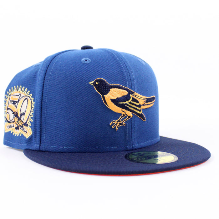 Baltimore Orioles 50th Anniversary 59Fifty New Era Fitted Hat (Light Blue Navy Orange Under Brim)