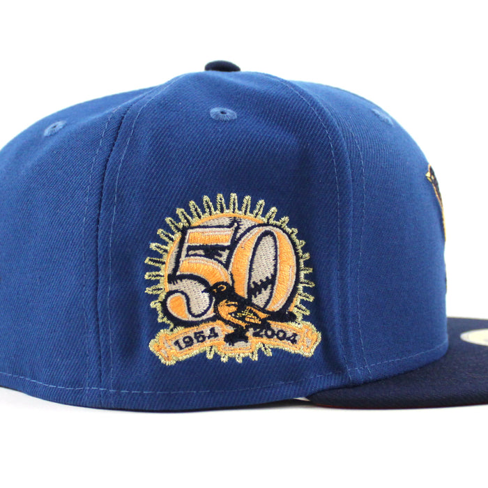 Baltimore Orioles 50th Anniversary 59Fifty New Era Fitted Hat (Light Blue Navy Orange Under Brim)
