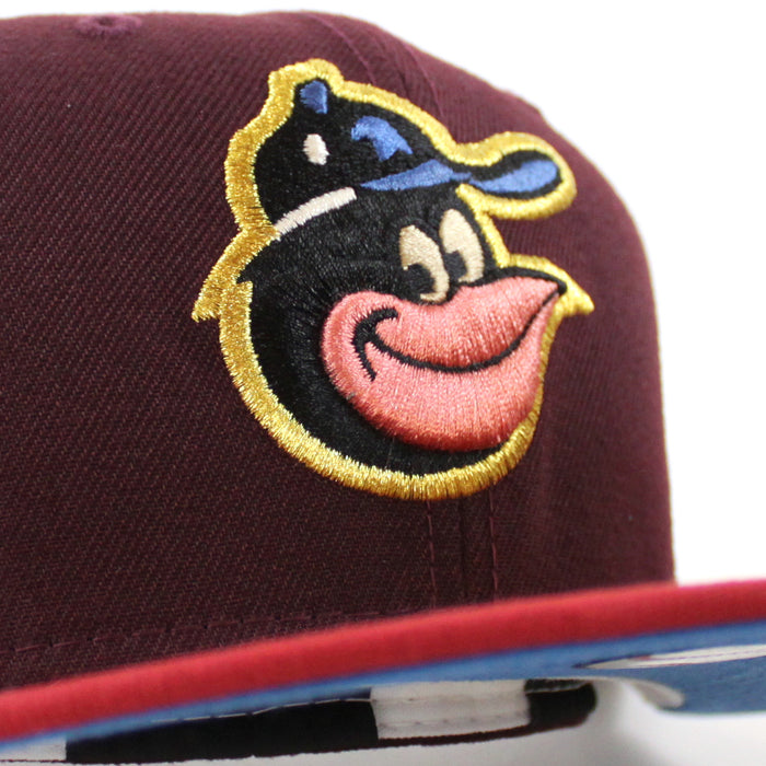 Baltimore Orioles 50TH ANNIVERSARY 59Fifty New Era Fitted Hat (MAROON PINOT RED RAINSTORM Under Brim)