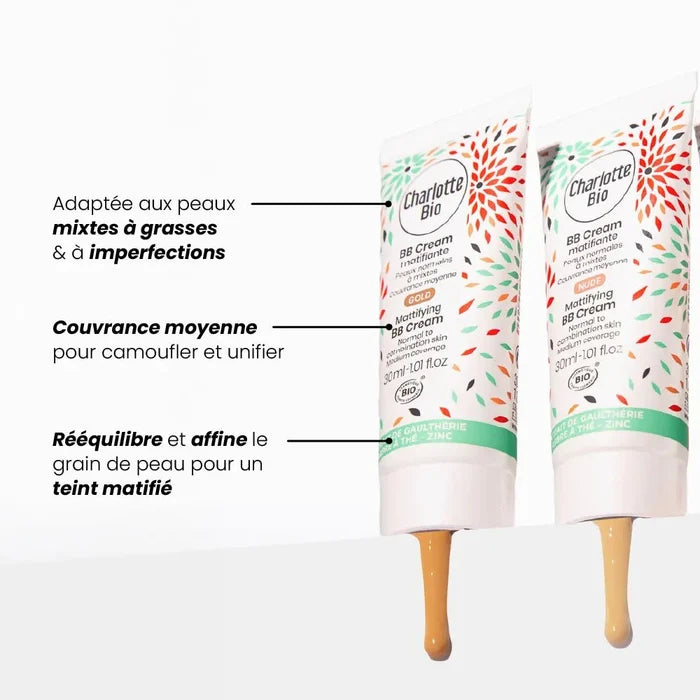 BB Crème bio matifiante Charlotte Bio – teinte Nude, peaux médiums