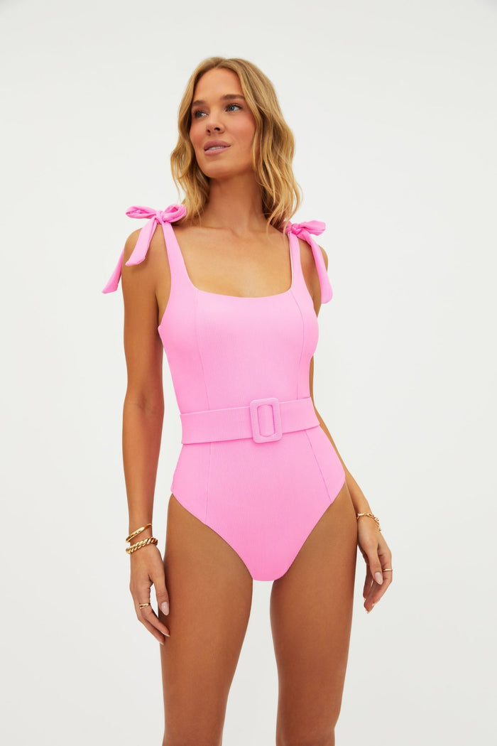 Beach Riot Sydney One Piece Belted Swimsuit - Prism Pink - Destination PSP