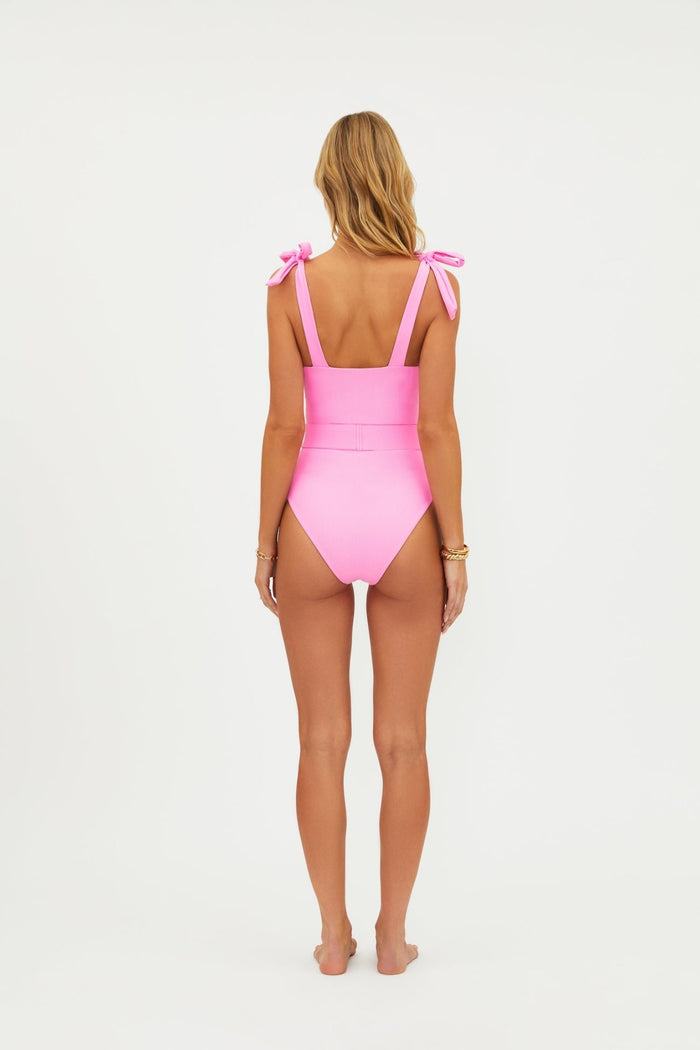 Beach Riot Sydney One Piece Belted Swimsuit - Prism Pink - Destination PSP