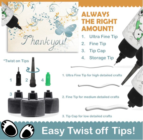 Bearly Art - Precision Craft Glue - Tip Kit. Tip Kit (Ultra-Fine Tip, Fine Tip, Storage Tip, Cleaning Pin) Each Tip Kit contains our Ultra-Fine Tip, Fine Tip, Storage Tip, and Cleaning Pin. Available at Embellish Away located in Bowmanville Ontario Canada.