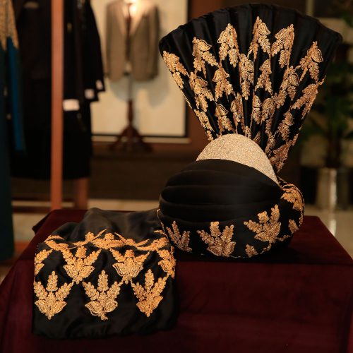 Black Embroidered Turban