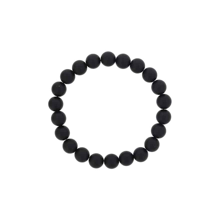 Black Matte Agate  Beaded Bracelet