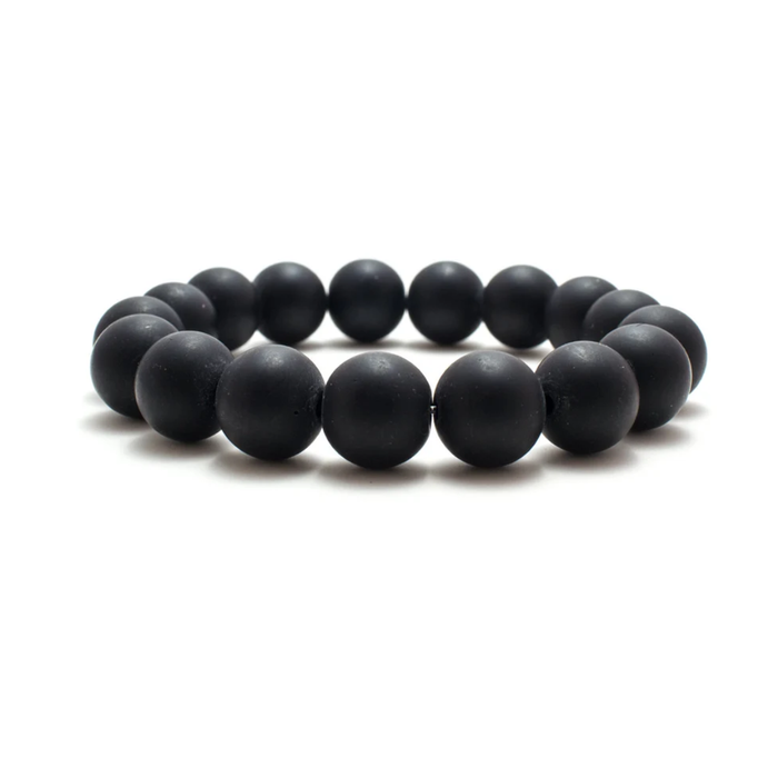 Black Matte Agate  Beaded Bracelet
