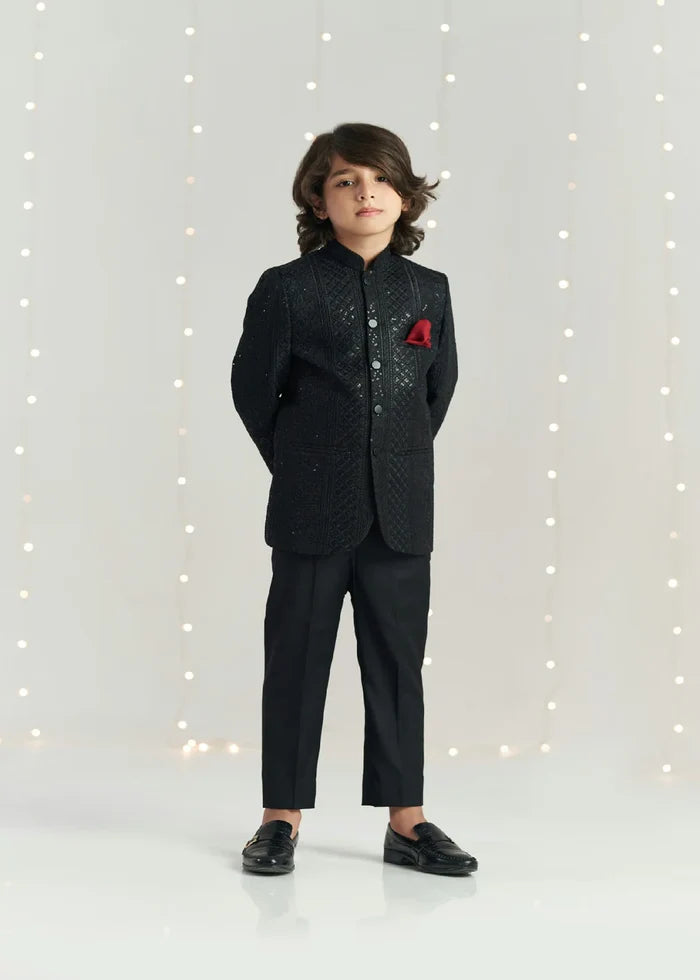 Black Sequence Prince Coat