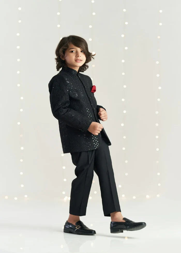 Black Sequence Prince Coat