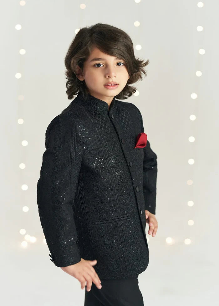 Black Sequence Prince Coat