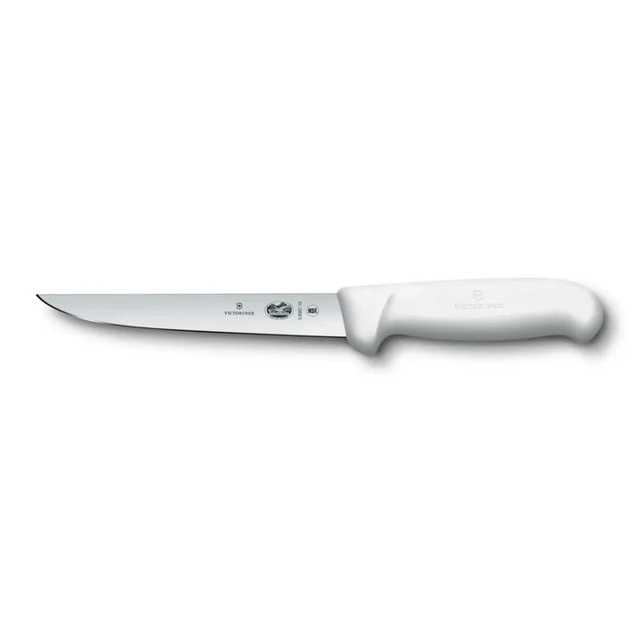 Boning Knife, 6" straight, extra-wide, stiff blade, white Fibrox handle 5.6007.15