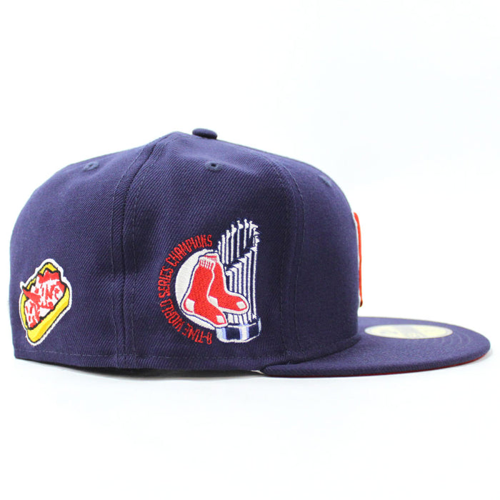 Boston Red Sox 8 Time World Series Champions New Era 59Fifty Fitted Hat (Navy Red Under Brim)