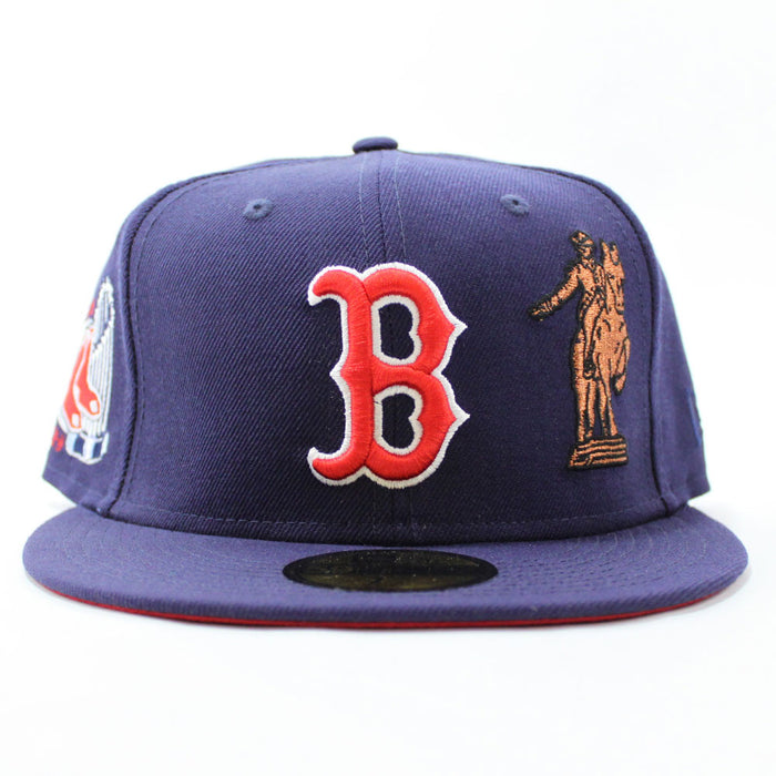Boston Red Sox 8 Time World Series Champions New Era 59Fifty Fitted Hat (Navy Red Under Brim)