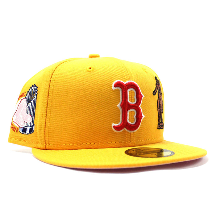 Boston Red Sox 8 World Series Champions New Era 59Fifty Fitted Hat (Glow in the Dark Logo Yellow Pink Under Brim)