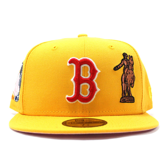 Boston Red Sox 8 World Series Champions New Era 59Fifty Fitted Hat (Glow in the Dark Logo Yellow Pink Under Brim)