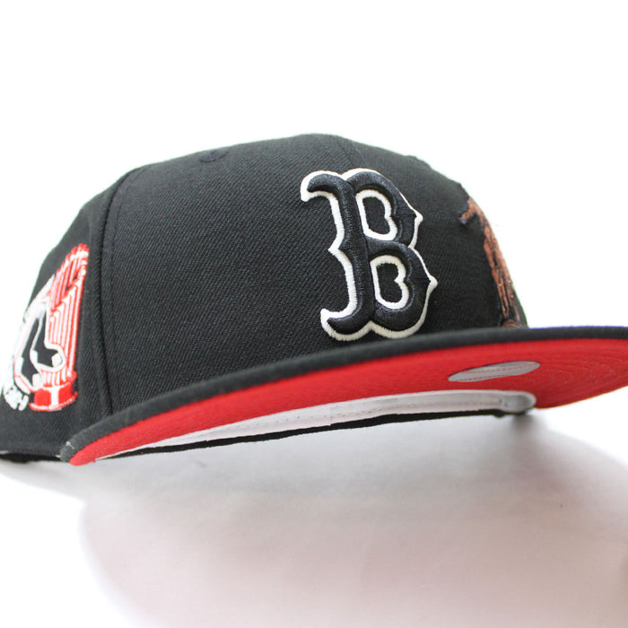 Boston Red Sox 8X Champions New Era 59Fifty Fitted Hat (Glow in the Dark Black Red Under Brim)