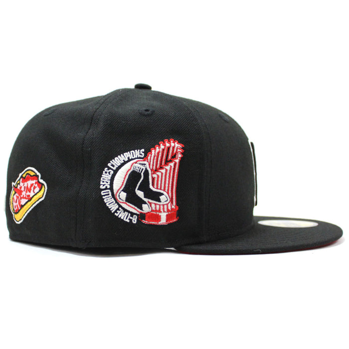 Boston Red Sox 8X Champions New Era 59Fifty Fitted Hat (Glow in the Dark Black Red Under Brim)