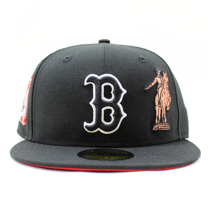 Boston Red Sox 8X Champions New Era 59Fifty Fitted Hat (Glow in the Dark Black Red Under Brim)
