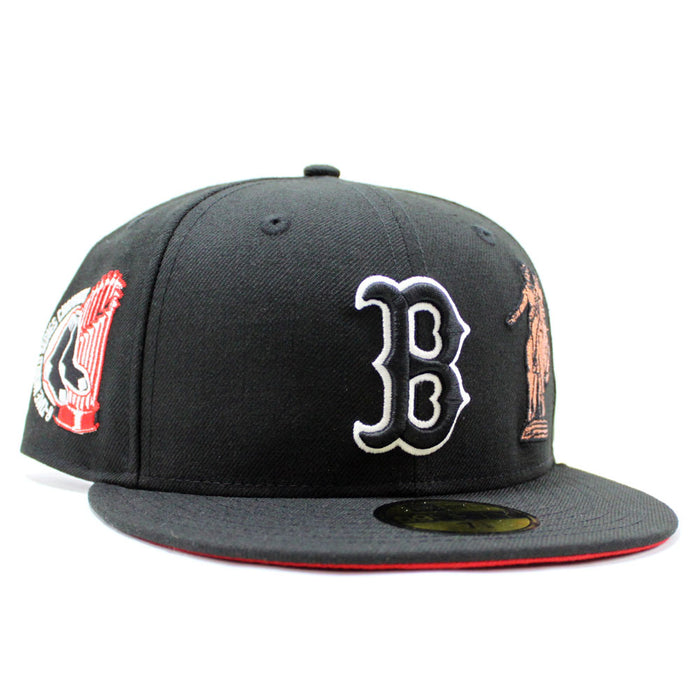 Boston Red Sox 8X Champions New Era 59Fifty Fitted Hat (Glow in the Dark Black Red Under Brim)