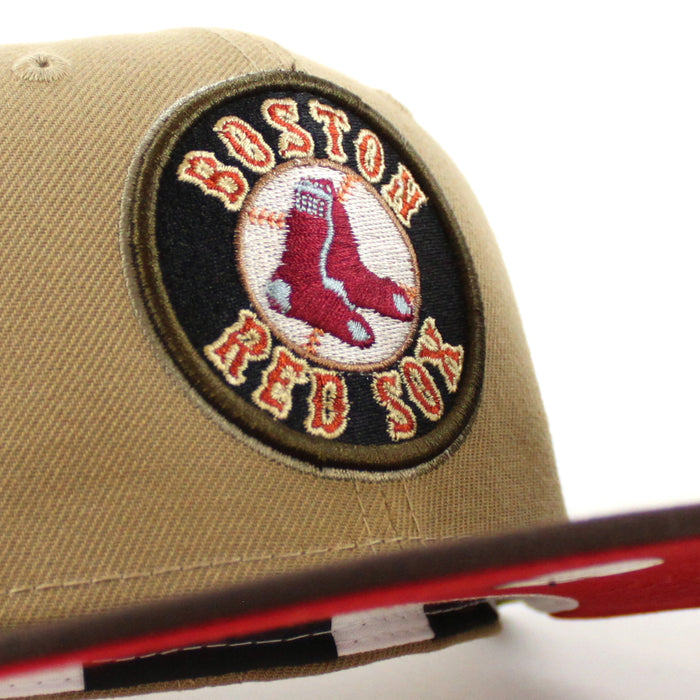 Boston Red Sox FENWAY PARK 100 YEARS New Era 59Fifty Fitted Hat (KHAKI BURNT WOOD SCARLET Under Brim)