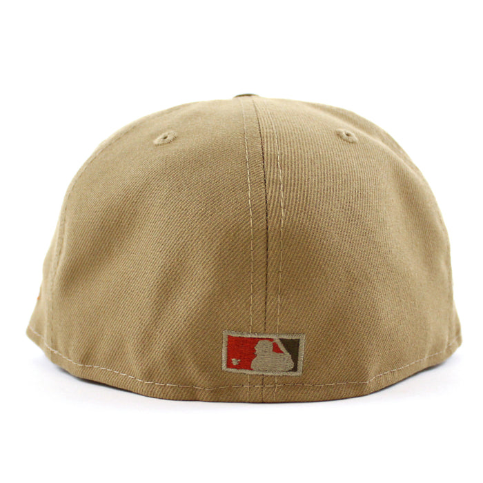 Boston Red Sox FENWAY PARK 100 YEARS New Era 59Fifty Fitted Hat (KHAKI BURNT WOOD SCARLET Under Brim)