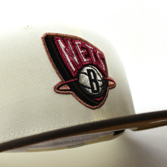 Brooklyn Nets 75 NBA New Era 59Fifty Fitted Hat (Chrome Walnut Khaki Under Brim)