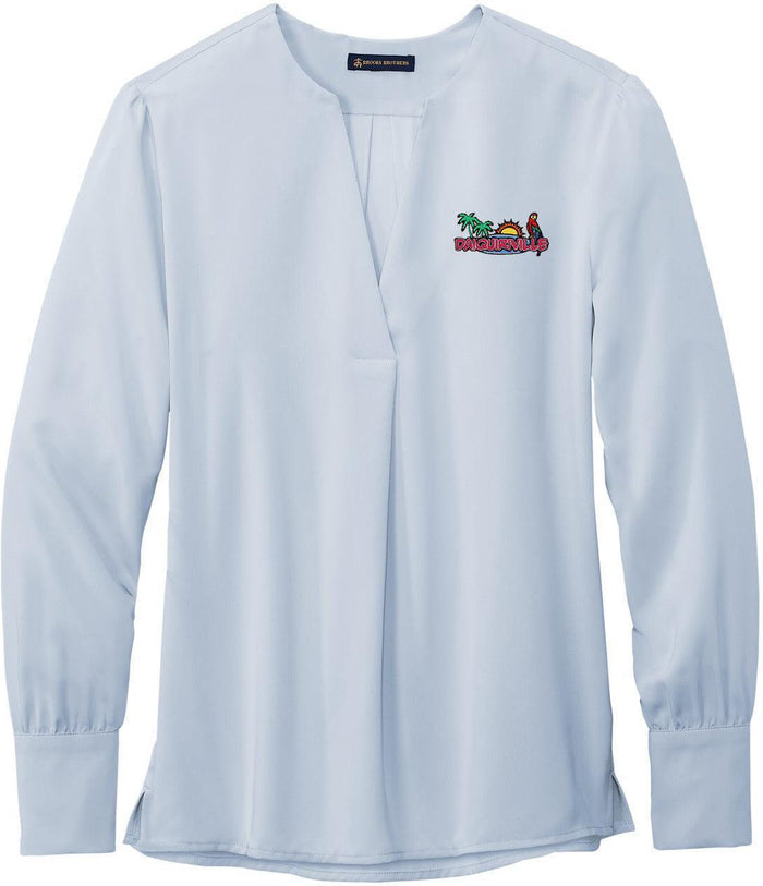 no-logo Brooks Brothers Ladies Open-Neck Satin Blouse-Regular-Brooks Brothers-Thread Logic