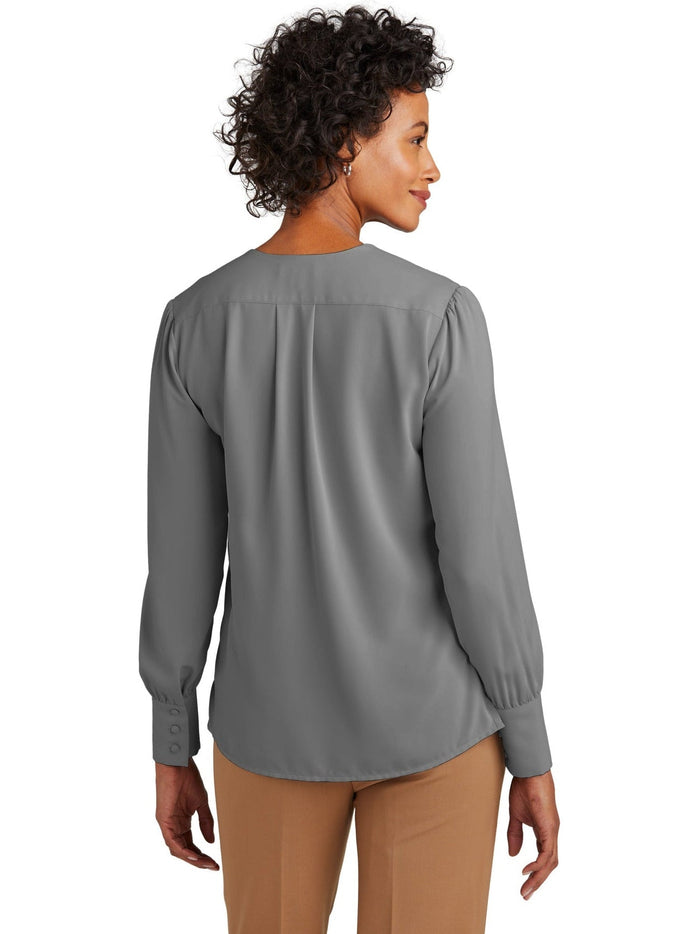 no-logo Brooks Brothers Ladies Open-Neck Satin Blouse-New-Brooks Brothers-Thread Logic