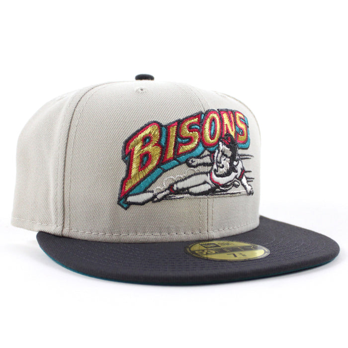 Buffalo Bisons New Era 59Fifty Fitted Hat (GITD Stone Dark Gray Aqua Under Brim)