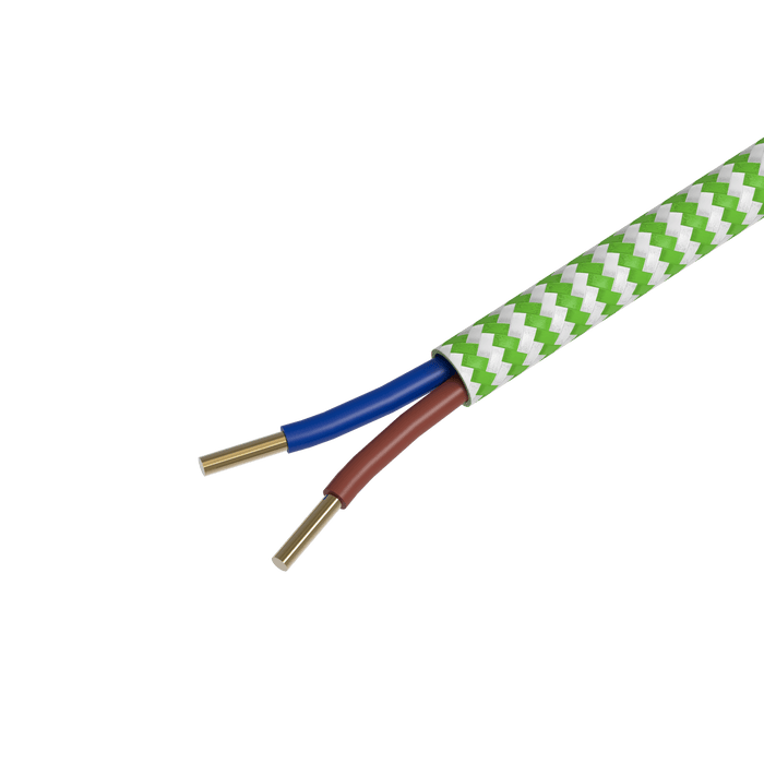 Calex Creations Fabric cable - Lime/White - 1.5meter