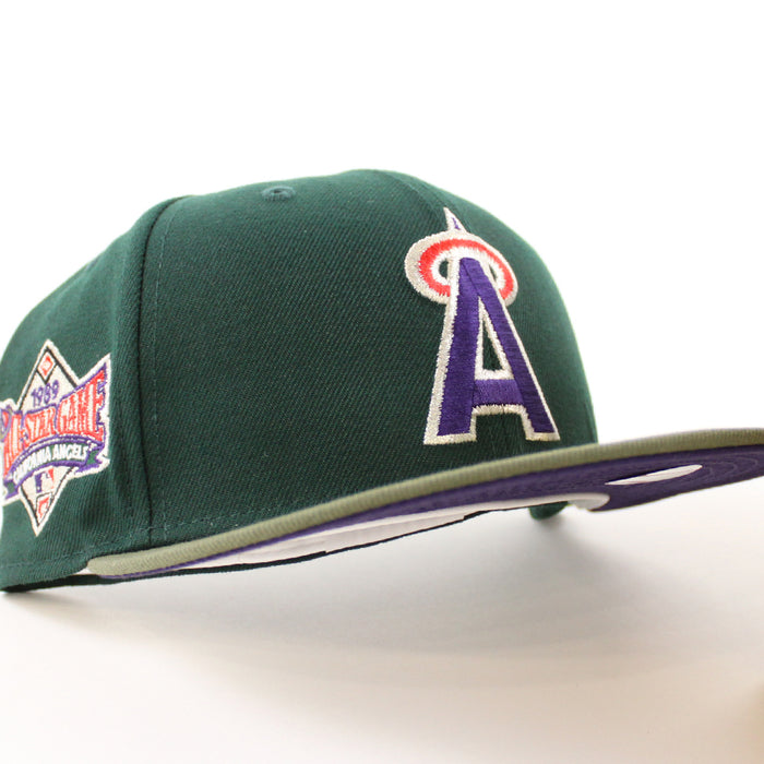 California Angels 1989 All Star Game New Era 59Fifty Fitted Hat (Dark Green Olive Purple Under Brim)