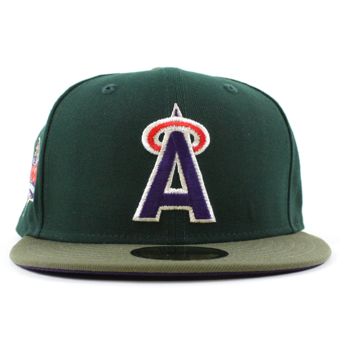 California Angels 1989 All Star Game New Era 59Fifty Fitted Hat (Dark Green Olive Purple Under Brim)