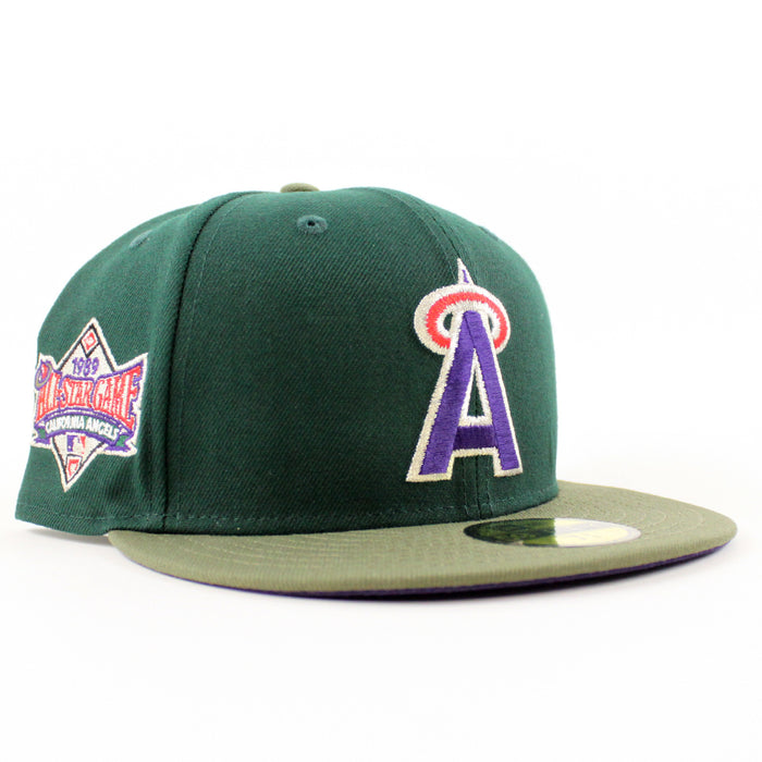 California Angels 1989 All Star Game New Era 59Fifty Fitted Hat (Dark Green Olive Purple Under Brim)
