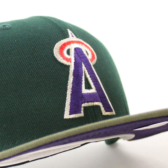 California Angels 1989 All Star Game New Era 59Fifty Fitted Hat (Dark Green Olive Purple Under Brim)