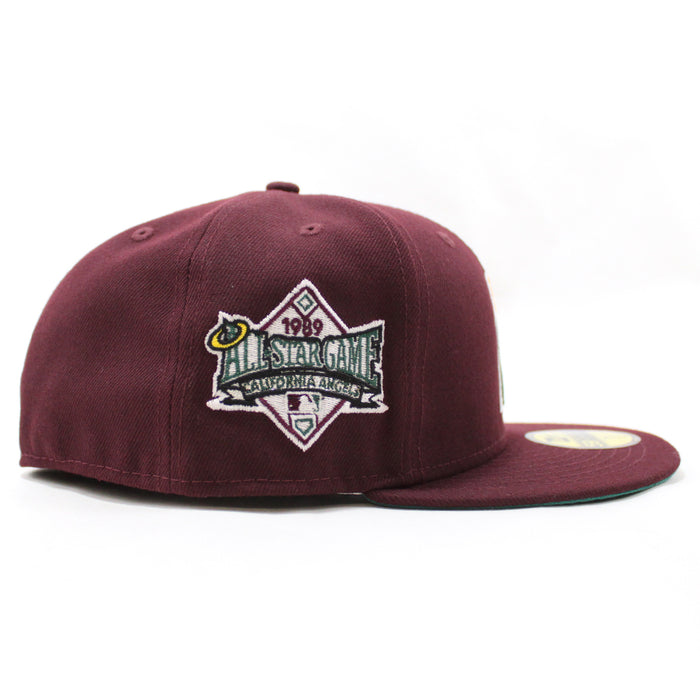 California Angels 1989 All-Star Game New Era 59Fifty Fitted Hat (GITD Maroon Teal Under Brim)
