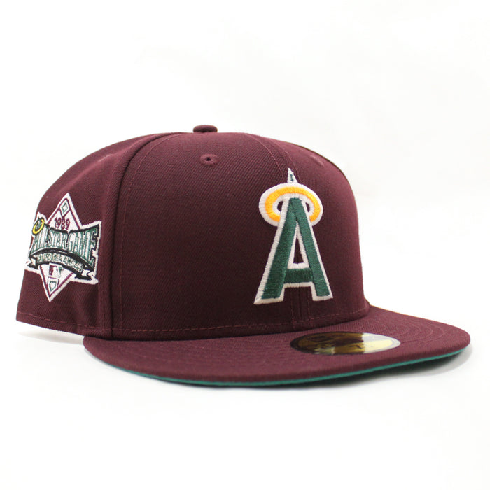 California Angels 1989 All-Star Game New Era 59Fifty Fitted Hat (GITD Maroon Teal Under Brim)