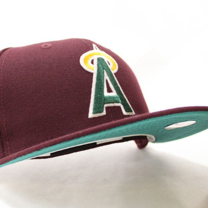 California Angels 1989 All-Star Game New Era 59Fifty Fitted Hat (GITD Maroon Teal Under Brim)