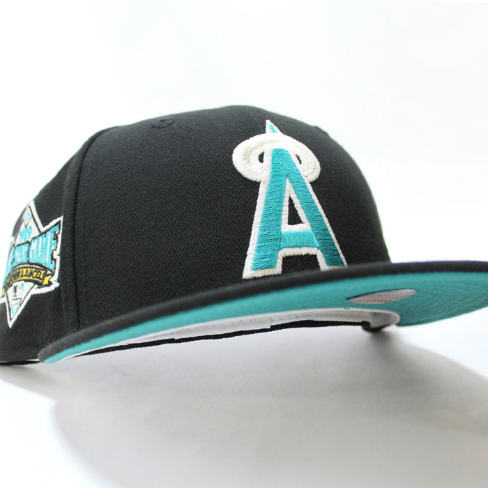 California Angels 1989 All-Star Game New Era 59Fifty Fitted Hat (Glow in the Dark Black Teal Under Brim)