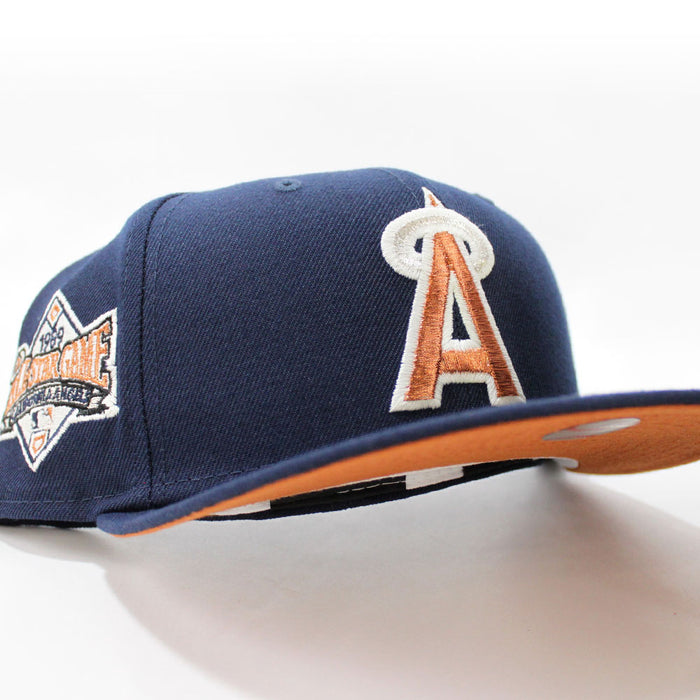 California Angels 1989 All-Star Game New Era 59Fifty Fitted Hat (Glow in the Dark Navy Copper Rust Under Brim)