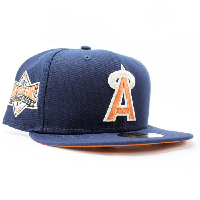 California Angels 1989 All-Star Game New Era 59Fifty Fitted Hat (Glow in the Dark Navy Copper Rust Under Brim)