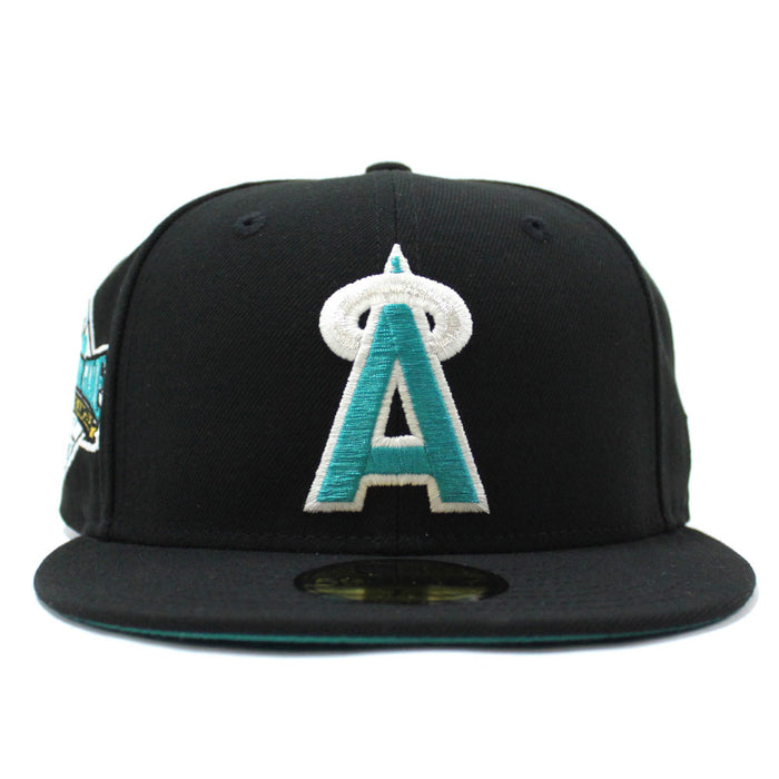 California Angels 1989 All-Star Game New Era 59Fifty Fitted Hat (Glow in the Dark Black Teal Under Brim)