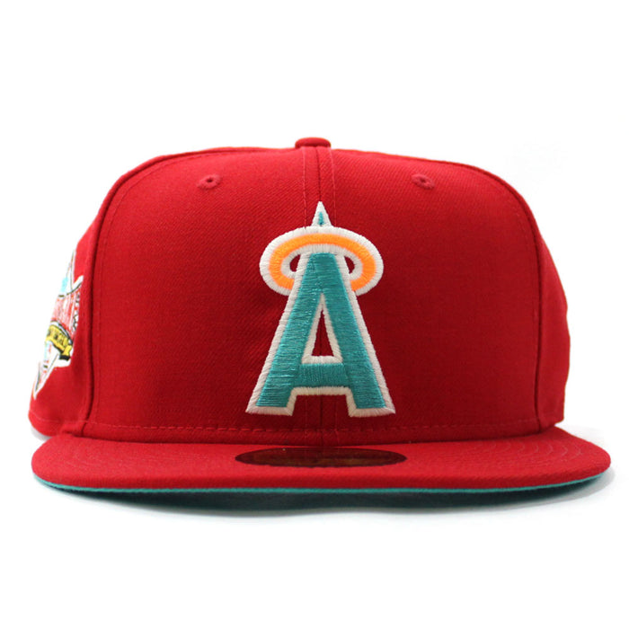 California Angels 1989 All-Star Game New Era 59Fifty Fitted Hat (Glow in the Dark Red Teal Under Brim)