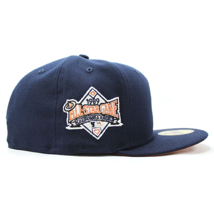 California Angels 1989 All-Star Game New Era 59Fifty Fitted Hat (Glow in the Dark Navy Copper Rust Under Brim)